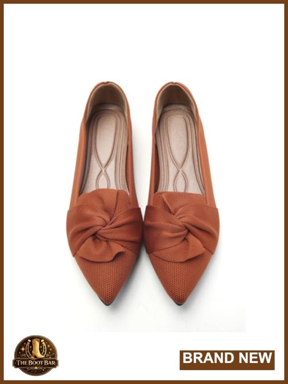 Pointed Toe Ballet Flats with Bow Comfortable Knit Dressy Flats